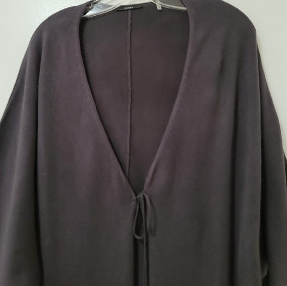 Tahari Charcoal Gray Gunther Dolman Sleeve Cotton Blend Cardigan Size Medium - Picture 6 of 15